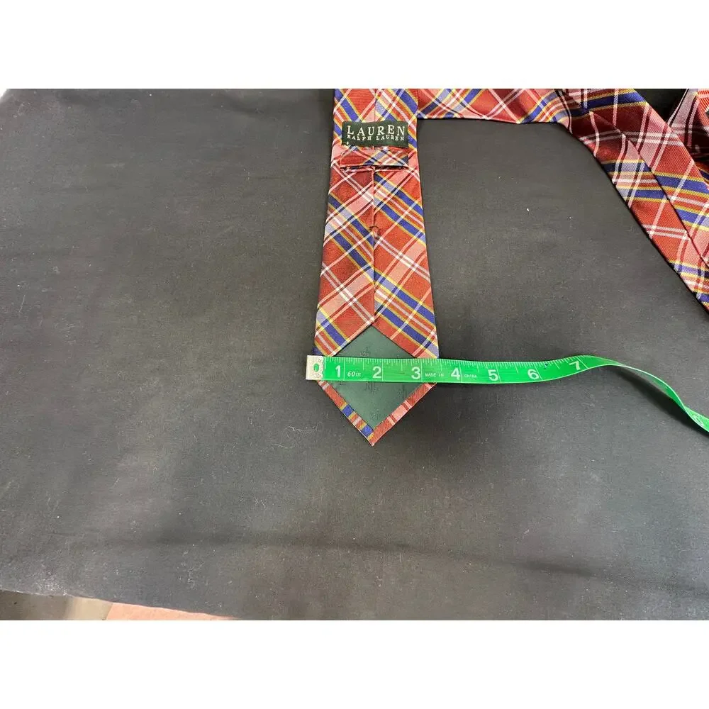 Lauren Ralph Lauren Red Plaid Tie Red White Blue Yellow Plaid Preppy